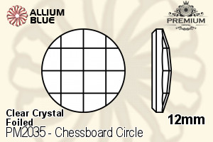PREMIUM Chessboard Circle Flat Back (PM2035) 12mm - Clear Crystal With Foiling
