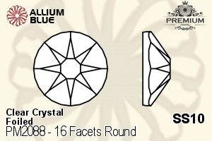 PREMIUM CRYSTAL 16 Facets Round Flat Back SS10 Crystal F