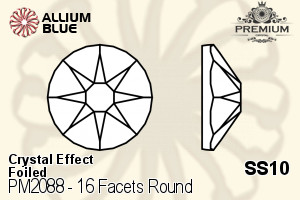 PREMIUM CRYSTAL 16 Facets Round Flat Back SS10 Crystal Silver Flare F