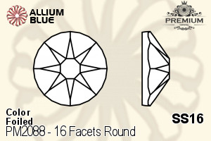 PREMIUM CRYSTAL 16 Facets Round Flat Back SS16 Sapphire F
