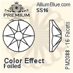 PREMIUM 16 Facets Round Flat Back (PM2088) SS16 - Color Effect With Foiling