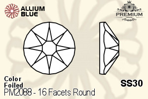 PREMIUM CRYSTAL 16 Facets Round Flat Back SS30 Light Sapphire F