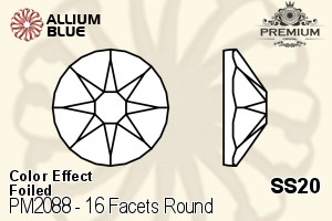 PREMIUM 16 Facets Round Flat Back (PM2088) SS20 - Color Effect With Foiling