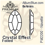 PREMIUM Navette Flat Back (PM2200) 8x4mm - Crystal Effect With Foiling