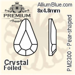 PREMIUM Pear-shaped Flat Back (PM2300) 8x4.8mm - Clear Crystal With Foiling