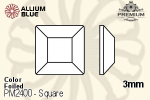 PREMIUM CRYSTAL Square Flat Back 3mm Sapphire F