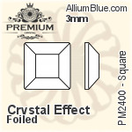PREMIUM Square Flat Back (PM2400) 3mm - Crystal Effect With Foiling
