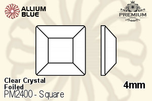 PREMIUM Square Flat Back (PM2400) 4mm - Clear Crystal With Foiling