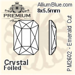 PREMIUM Emerald Cut Flat Back (PM2602) 8x5.5mm - Clear Crystal With Foiling