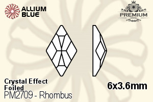PREMIUM CRYSTAL Rhombus Flat Back 6x3.6mm Crystal Golden Shadow F