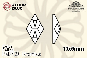 PREMIUM CRYSTAL Rhombus Flat Back 10x6mm Black Diamond F