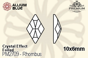PREMIUM CRYSTAL Rhombus Flat Back 10x6mm Crystal Hemitate F
