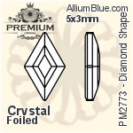 プレミアム Diamond Shape Flat Back (PM2773) 5x3mm - クリスタル 裏面フォイル