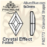 プレミアム Diamond Shape Flat Back (PM2773) 5x3mm - クリスタル エフェクト 裏面フォイル
