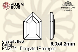 PREMIUM CRYSTAL Elongated Pentagon Flat Back 6.3x4.2mm Crystal Champagne F
