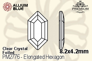PREMIUM CRYSTAL Elongated Hexagon Flat Back 8.2x4.2mm Crystal F