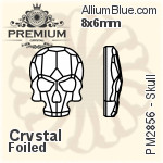 PREMIUM Skull Flat Back (PM2856) 10x7.5mm - Clear Crystal With Foiling