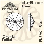 PREMIUM Rivoli Sew-on Stone (PM3200) 8mm - Clear Crystal With Foiling
