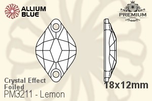 PREMIUM Lemon Sew-on Stone (PM3211) 18x12mm - Crystal Effect With Foiling