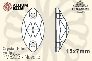 PREMIUM Navette Sew-on Stone (PM3223) 15x7mm - Crystal Effect With Foiling