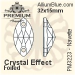 PREMIUM Navette Sew-on Stone (PM3223) 32x15mm - Crystal Effect With Foiling