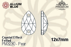PREMIUM CRYSTAL Pear Sew-on Stone 12x7mm Crystal Metallic Silver F