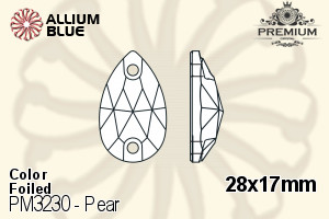 PREMIUM CRYSTAL Pear Sew-on Stone 28x17mm Light Smoked Topaz F