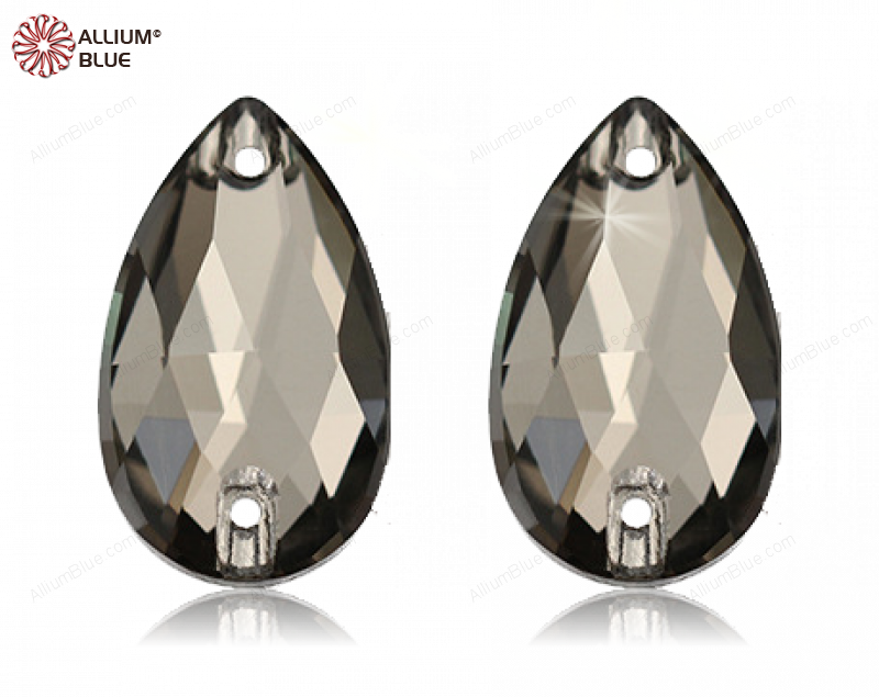 PREMIUM CRYSTAL Pear Sew-on Stone 28x17mm Black Diamond F