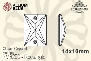 PREMIUM Rectangle Sew-on Stone (PM3250) 14x10mm - Clear Crystal With Foiling