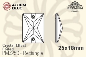 PREMIUM CRYSTAL Rectangle Sew-on Stone 25x18mm Crystal Aurore Boreale F