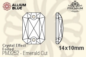 PREMIUM Emerald Cut Sew-on Stone (PM3252) 14x10mm - Crystal Effect With Foiling
