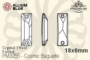 PREMIUM CRYSTAL Cosmic Baguette Sew-on Stone 18x6mm Crystal Metallic Silver F