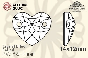 PREMIUM CRYSTAL Heart Sew-on Stone 14x12mm Crystal Aurore Boreale F