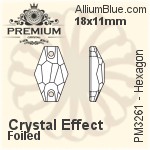 PREMIUM Hexagon Sew-on Stone (PM3261) 28x17mm - Crystal Effect With Foiling
