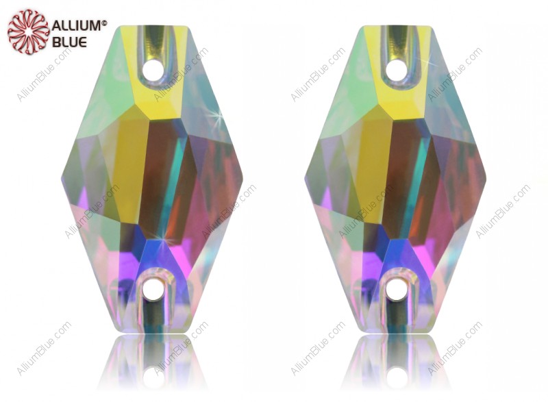 PREMIUM CRYSTAL Hexagon Sew-on Stone 28x17mm Crystal Aurore Boreale F