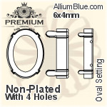 PREMIUM Oval Setting (PM4130/S), With Sew-on Holes, 6x4mm, Unplated Brass