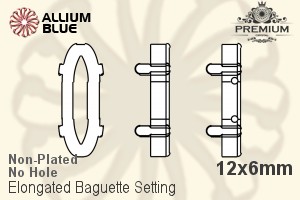 PREMIUM Elongated Baguette Setting (PM4161/S), No Hole, 12x6mm, Unplated Brass