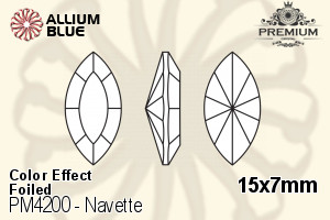 PREMIUM Navette Fancy Stone (PM4200) 15x7mm - Color Effect With Foiling