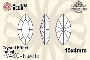 PREMIUM Navette Fancy Stone (PM4200) 15x4mm - Crystal Effect With Foiling