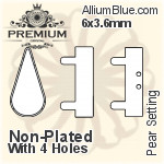 PREMIUM Pear 石座, (PM4300/S), 縫い穴付き, 6x3.6mm, メッキなし 真鍮