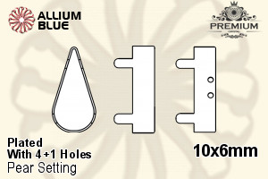 PREMIUM Pear Setting (PM4300/S), With Sew-on Holes, 10x6mm, Plated Brass
