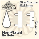 PREMIUM Pear Setting (PM4300/S), No Hole, 13x7.8mm, Unplated Brass