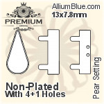 PREMIUM Pear 石座, (PM4300/S), 縫い穴付き, 13x7.8mm, メッキなし 真鍮