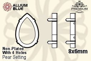PREMIUM Pear Setting (PM4320/S), With Sew-on Holes, 8x6mm, Unplated Brass