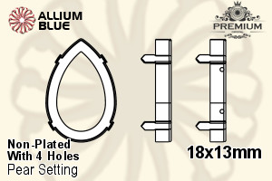 PREMIUM Pear Setting (PM4320/S), With Sew-on Holes, 18x13mm, Unplated Brass