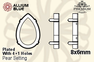 PREMIUM Pear 石座, (PM4320/S), 縫い穴付き, 8x6mm, メッキあり 真鍮