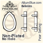 PREMIUM Pear 石座, (PM4320/S), 縫い穴なし, 8x6mm, メッキなし 真鍮