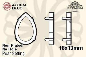 PREMIUM Pear 石座, (PM4320/S), 縫い穴なし, 18x13mm, メッキなし 真鍮