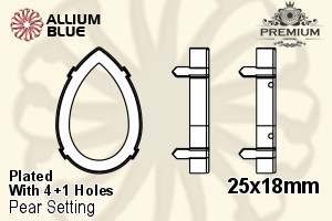 PREMIUM Pear 石座, (PM4320/S), 縫い穴付き, 25x18mm, メッキあり 真鍮