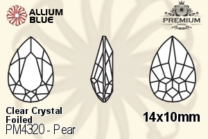 PREMIUM Pear Fancy Stone (PM4320) 14x10mm - Clear Crystal With Foiling